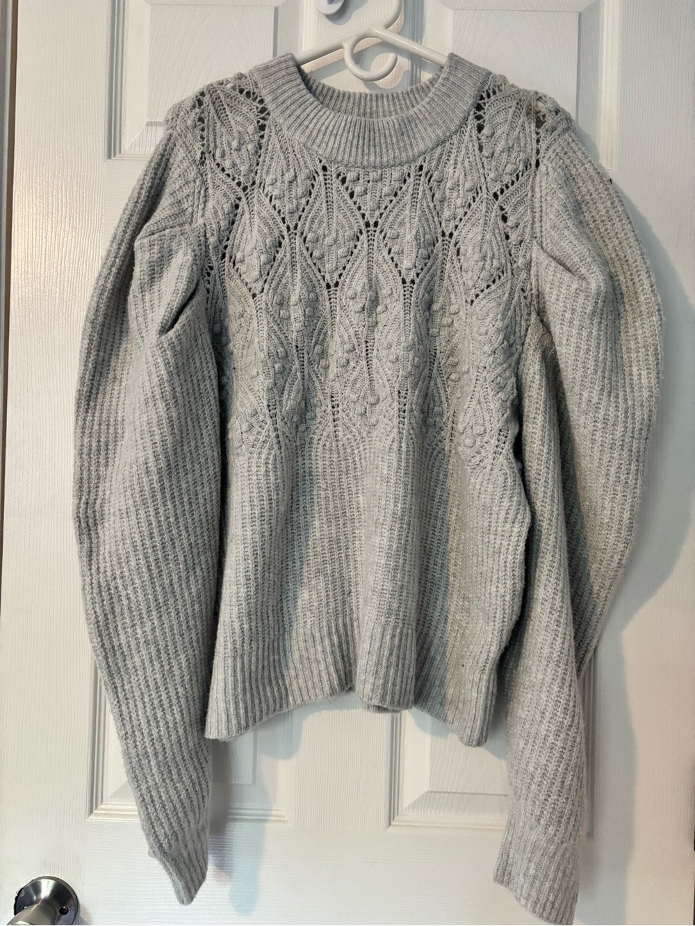 a new day Light Gray Lace Cable Crew Sweater